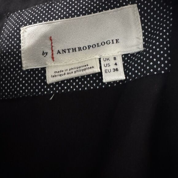 Anthropologie Roxie Fringe Polka Dot Mini Dress Sz‎ 4 Black Dance Cocktail Chic - Picture 2 of 8